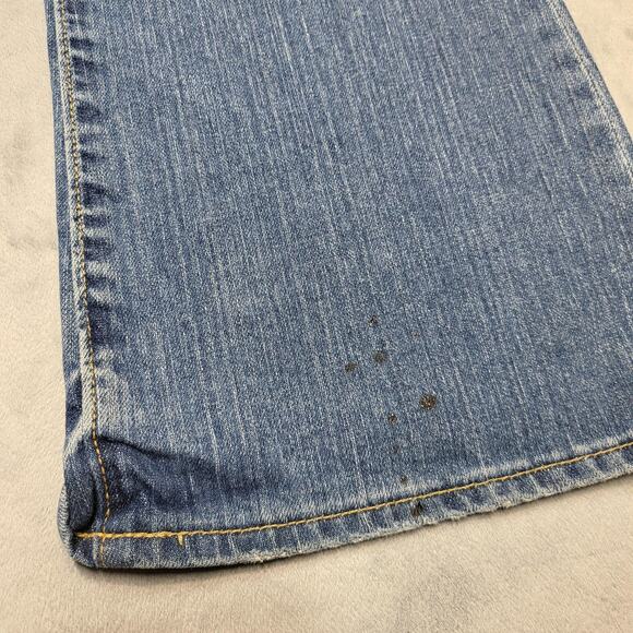 Old Navy Jeans Womens 8 Blue Flare Low Rise Distressed Stretch Paint Splatter - Picture 4 of 12